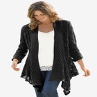 Open Front Pointelle Cardigan Sweater image number null