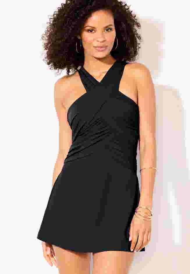 High Neck Wrap Swimdress image number 3