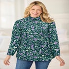 Perfect Printed Long-Sleeve Mockneck Tee image number null