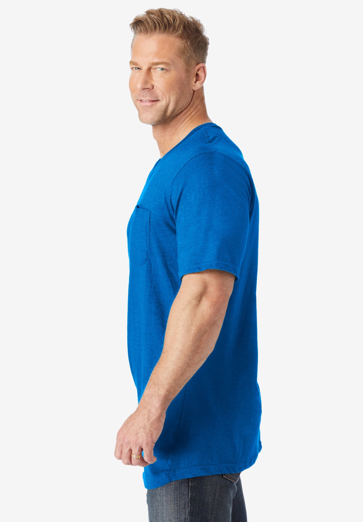Shrink-Less Lightweight Longer-Length V-neck T-shirt image number 2