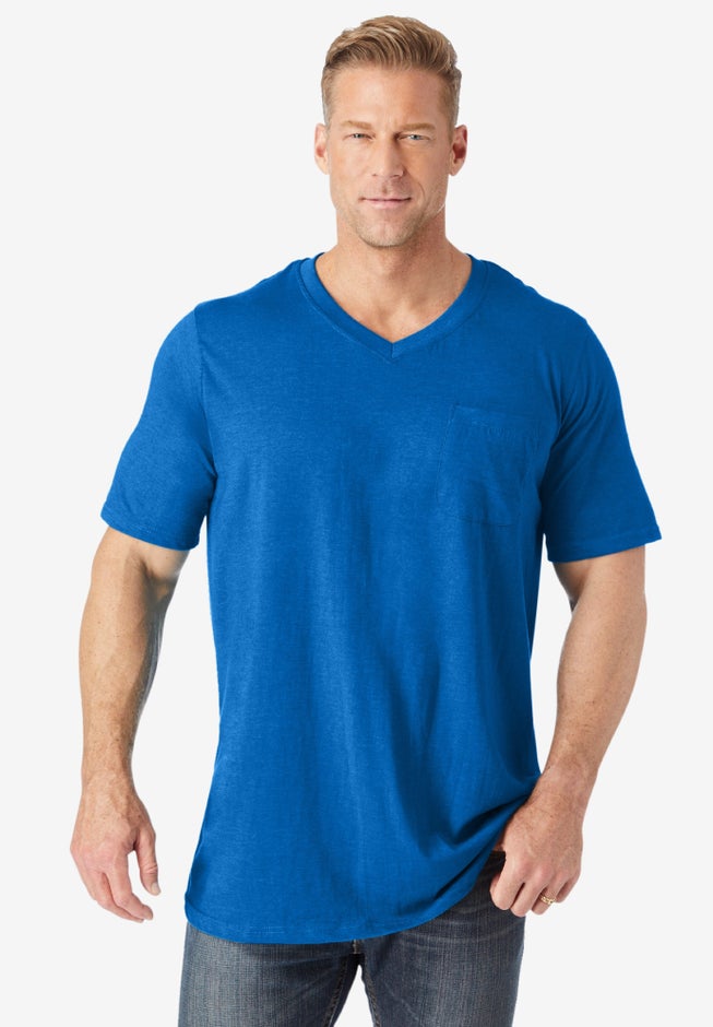 Shrink-Less Lightweight Longer-Length V-neck T-shirt image number 3