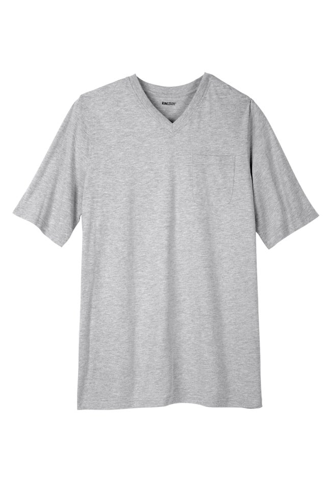 Shrink-Less Lightweight Longer-Length V-neck T-shirt image number 0