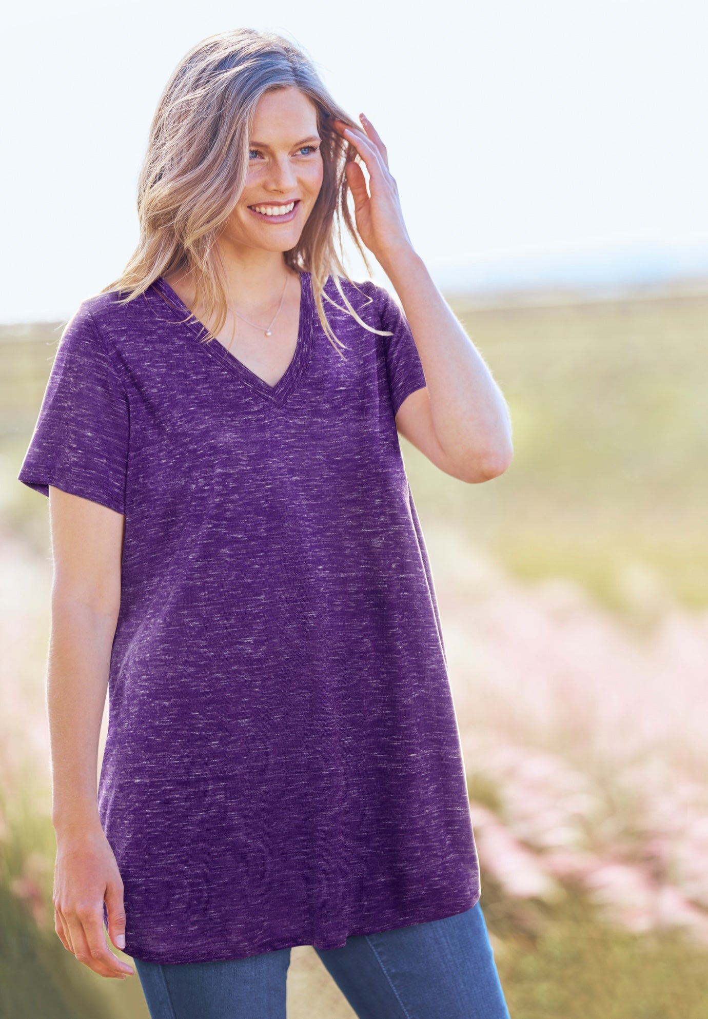 Marled V-Neck Tunic image number 0