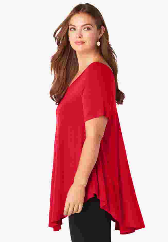 Plus Size Ultra Drape V-Neck Swing Tunic Top image number 3