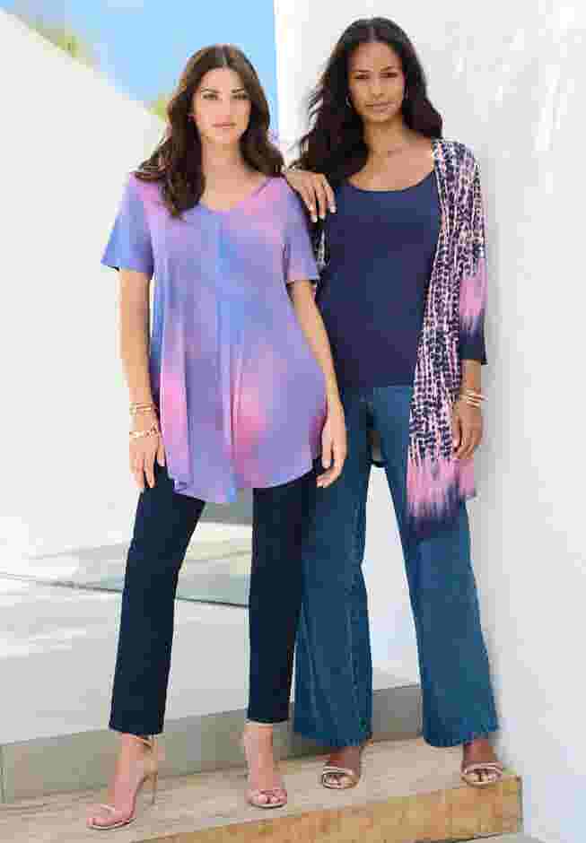 Plus Size Ultra Drape V-Neck Swing Tunic Top image number 4