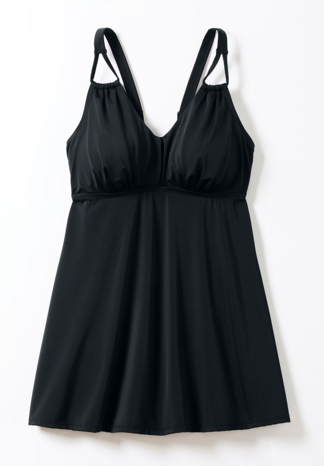 Loop-Strap V-Neck Tummy Control Two-Piece Swim Dress image number 4