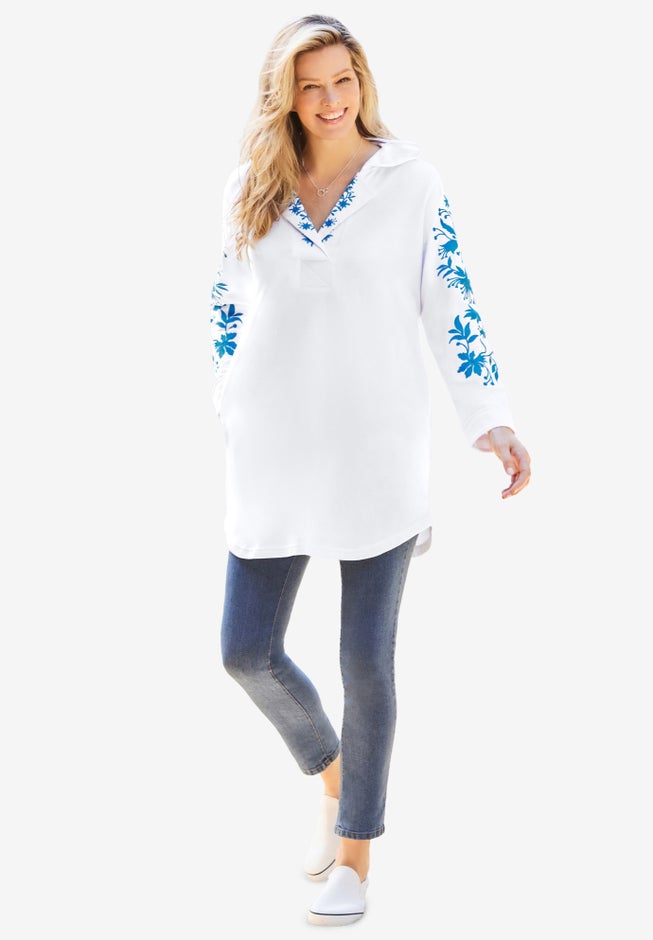 Embroidered Hoodie Sweatshirt image number 6