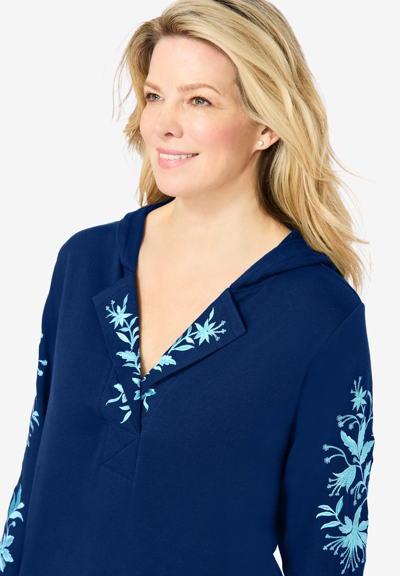 Embroidered Hoodie Sweatshirt image number 3