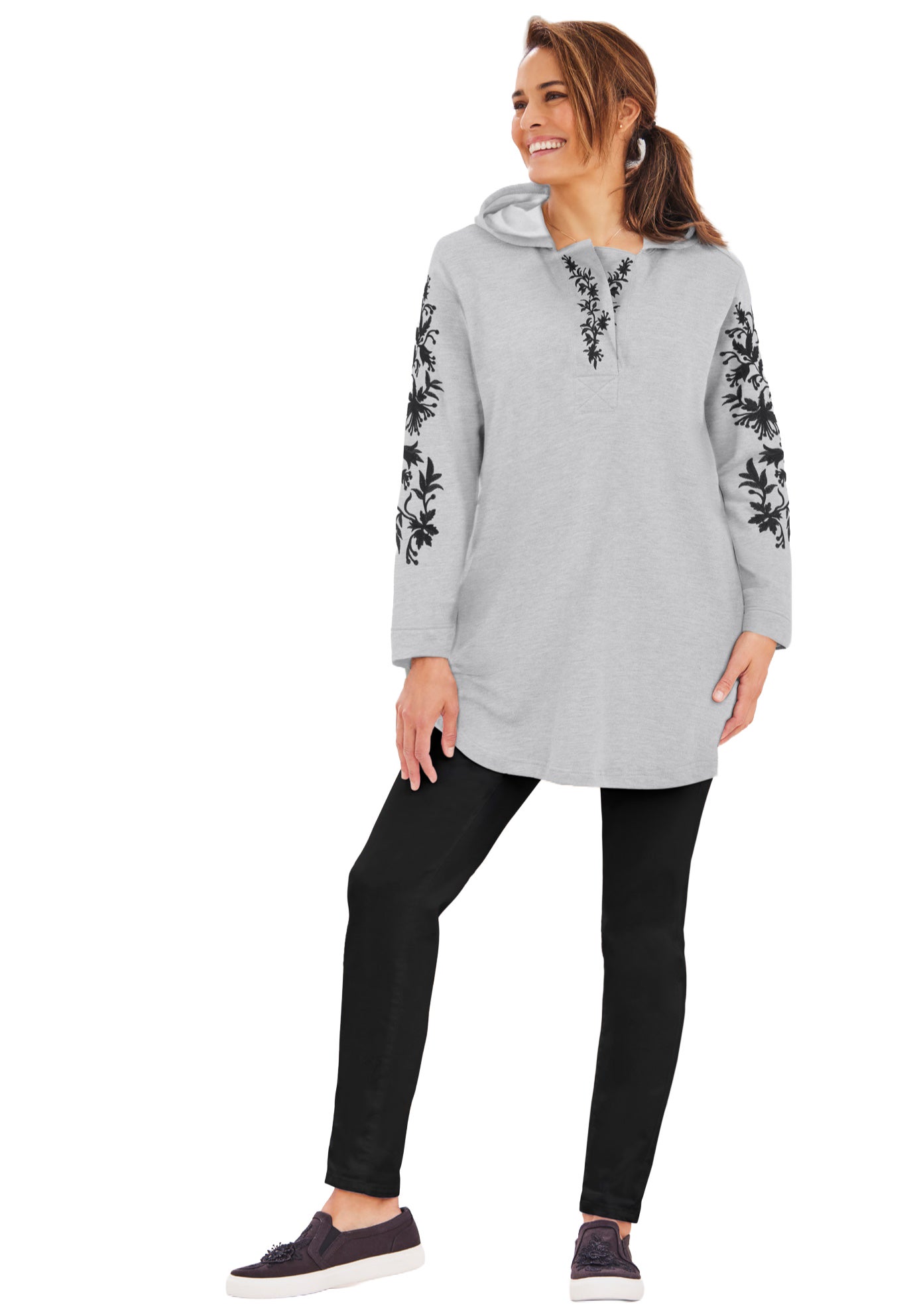 Embroidered Hoodie Sweatshirt image number 0