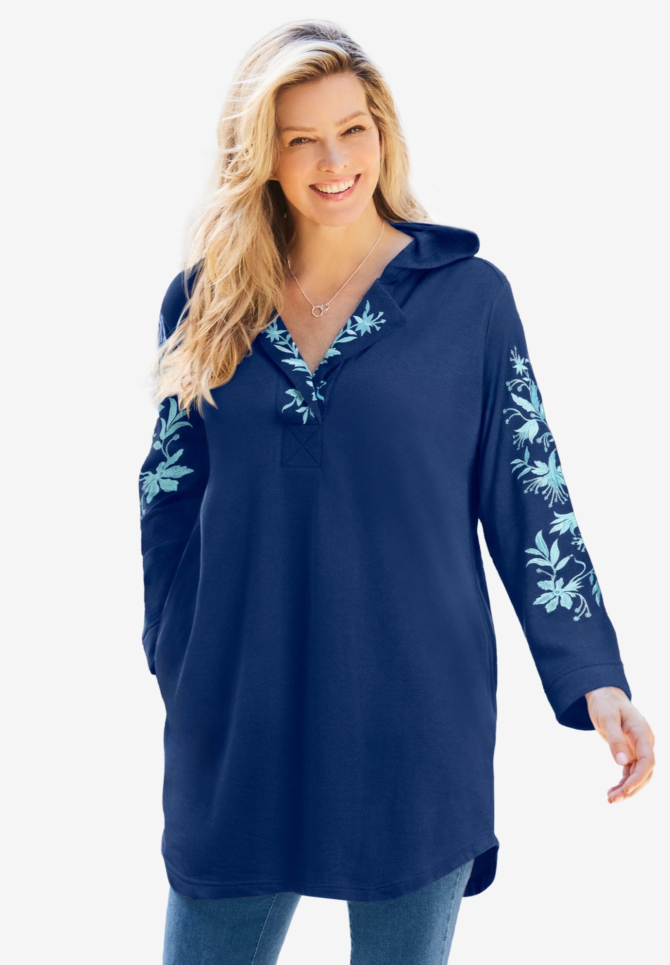 Embroidered Hoodie Sweatshirt image number 0