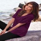 Plus Size Slub V-Neck Boyfriend Tunic Top image number null