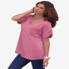 Plus Size Slub V-Neck Boyfriend Tunic Top image number null