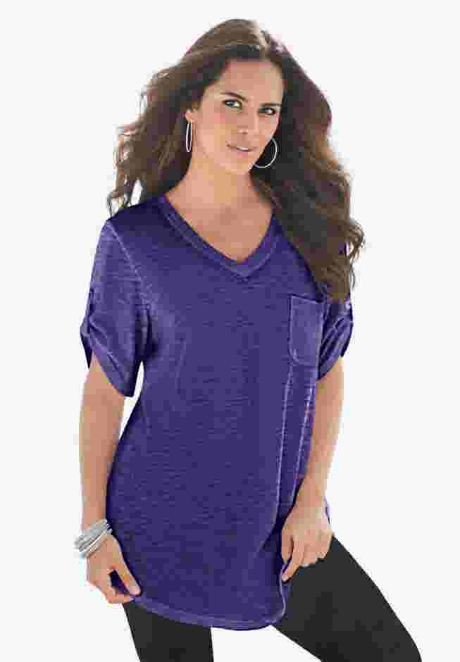 V Neck Boyfriend Textured Tunic image number 0