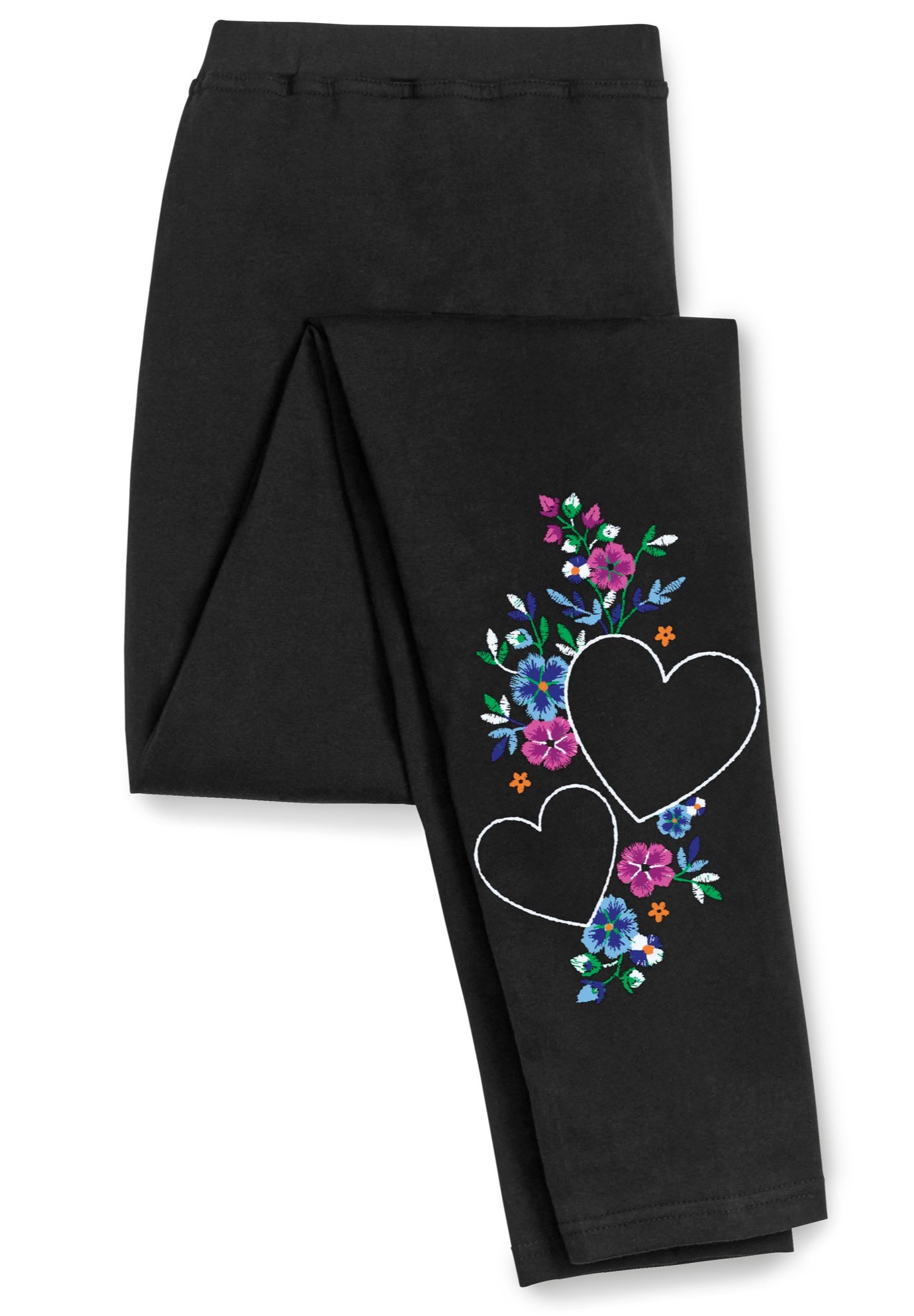 Stretch-Cotton Knit Pull-On Embroidered Leggings image number 2