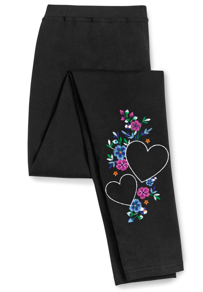 Stretch-Cotton Knit Pull-On Embroidered Leggings image number 2