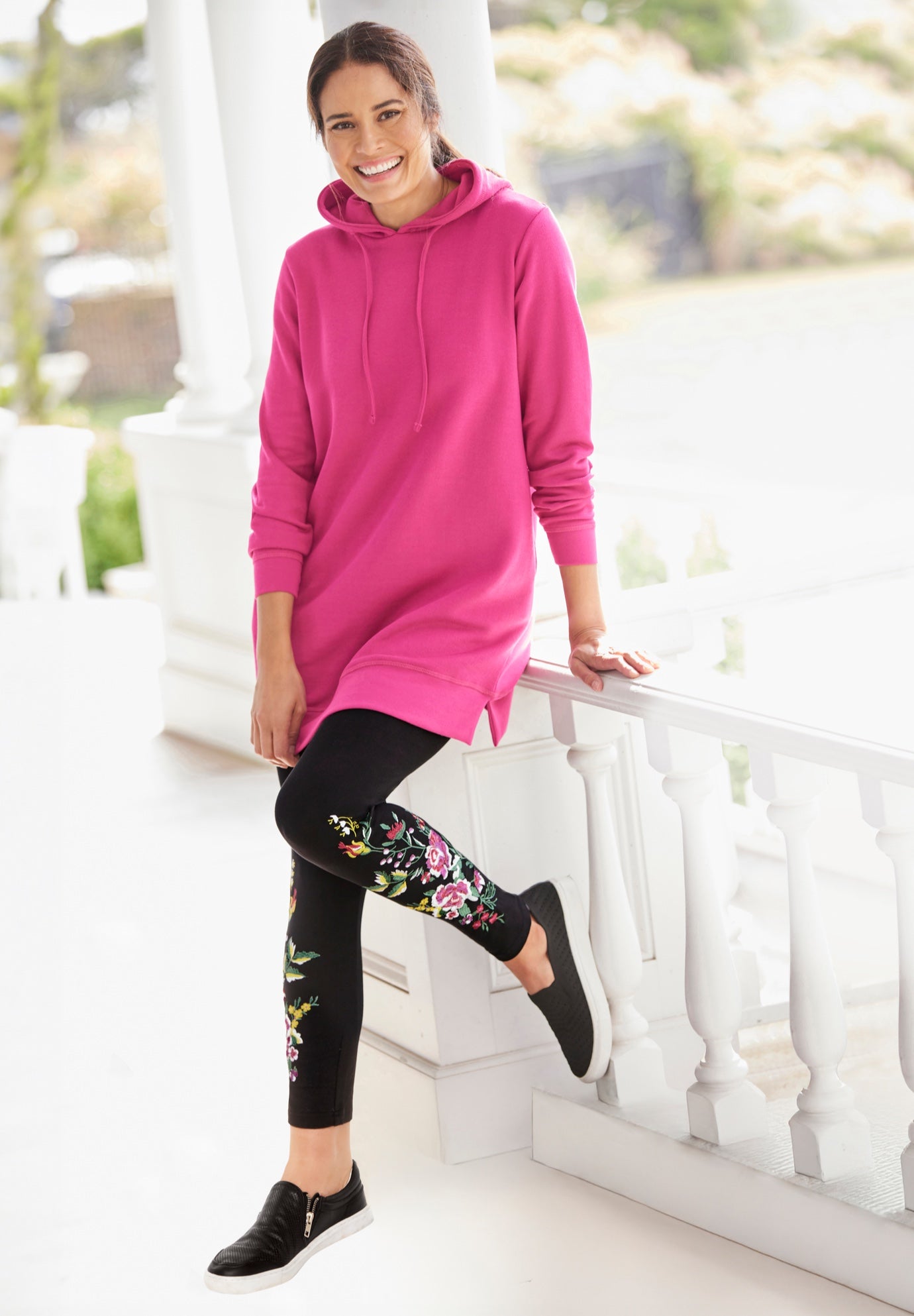 Stretch-Cotton Knit Pull-On Embroidered Leggings image number 5