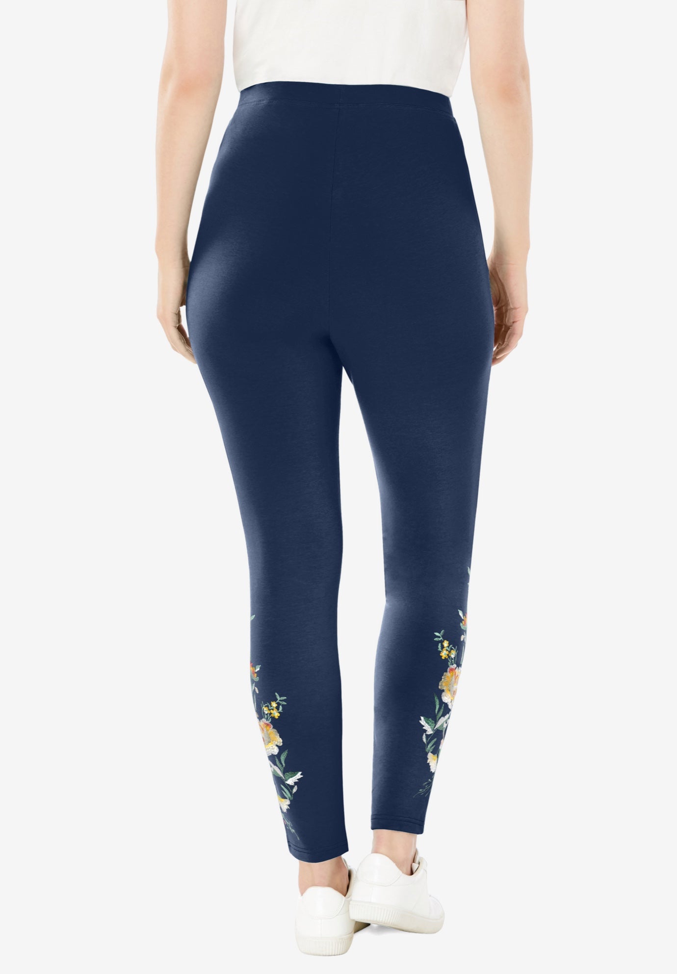 Stretch-Cotton Knit Pull-On Embroidered Leggings image number 3