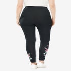 Stretch-Cotton Knit Pull-On Embroidered Leggings image number null
