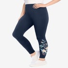 Stretch-Cotton Knit Pull-On Embroidered Leggings image number null