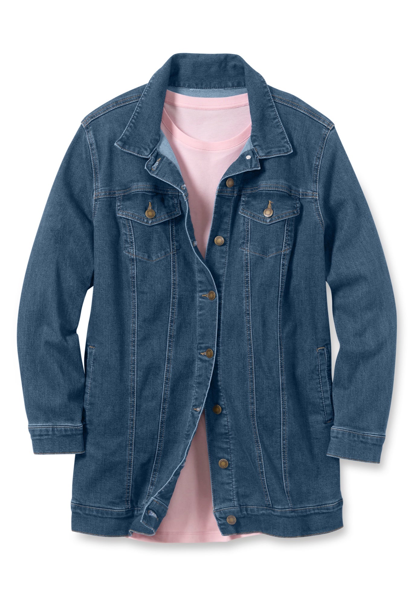 Long Stretch Denim Jean Jacket image number 3