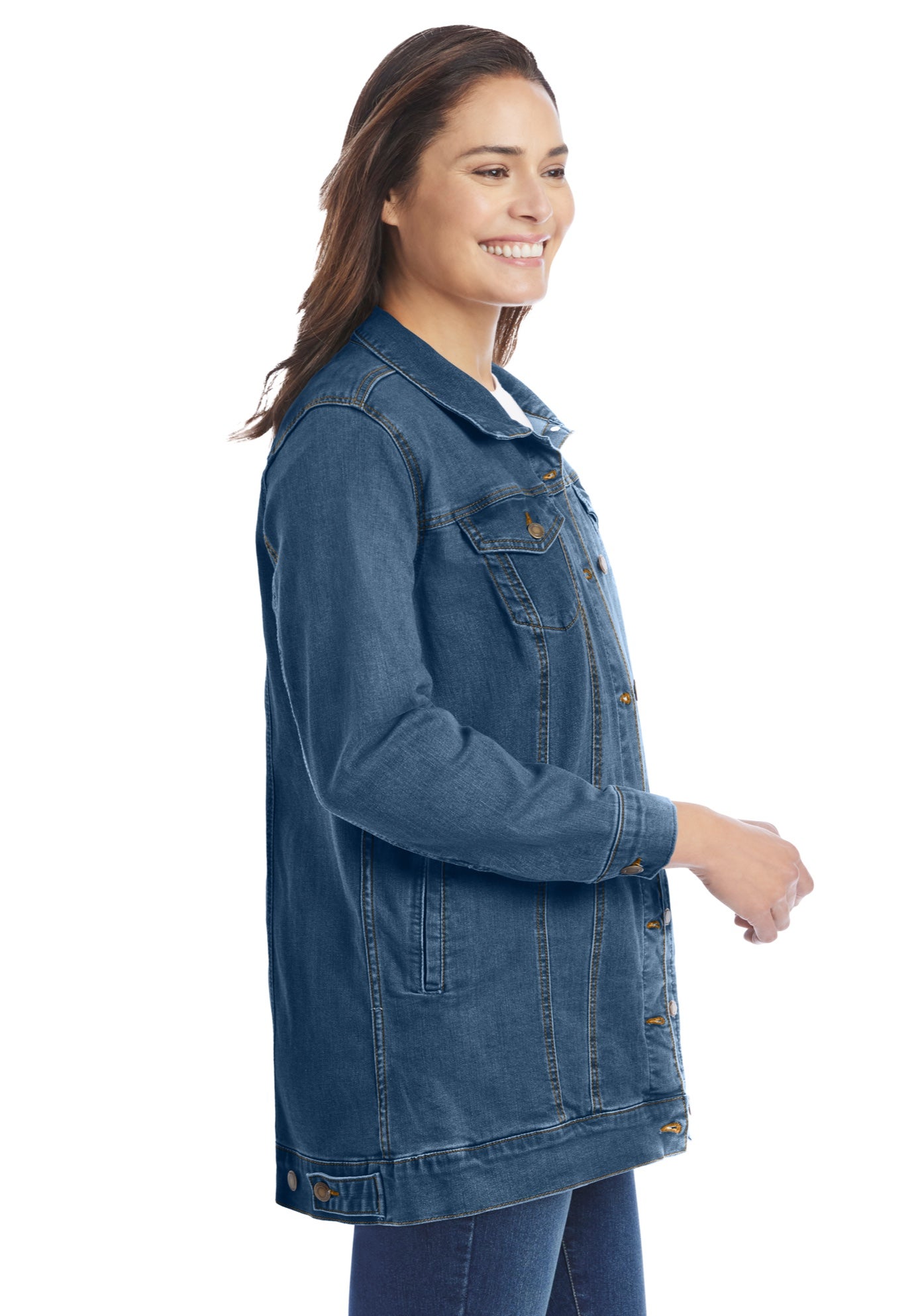 Long Stretch Denim Jean Jacket image number 2