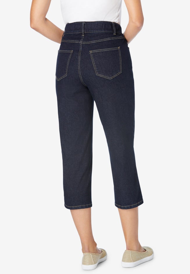 Stretch Built-in Slimming Panel Capri Jeans image number 1