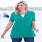 Split-Neck Henley Thermal Tee image number null