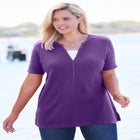 Split-Neck Henley Thermal Tee image number null