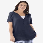 Split-Neck Henley Thermal Tee image number null