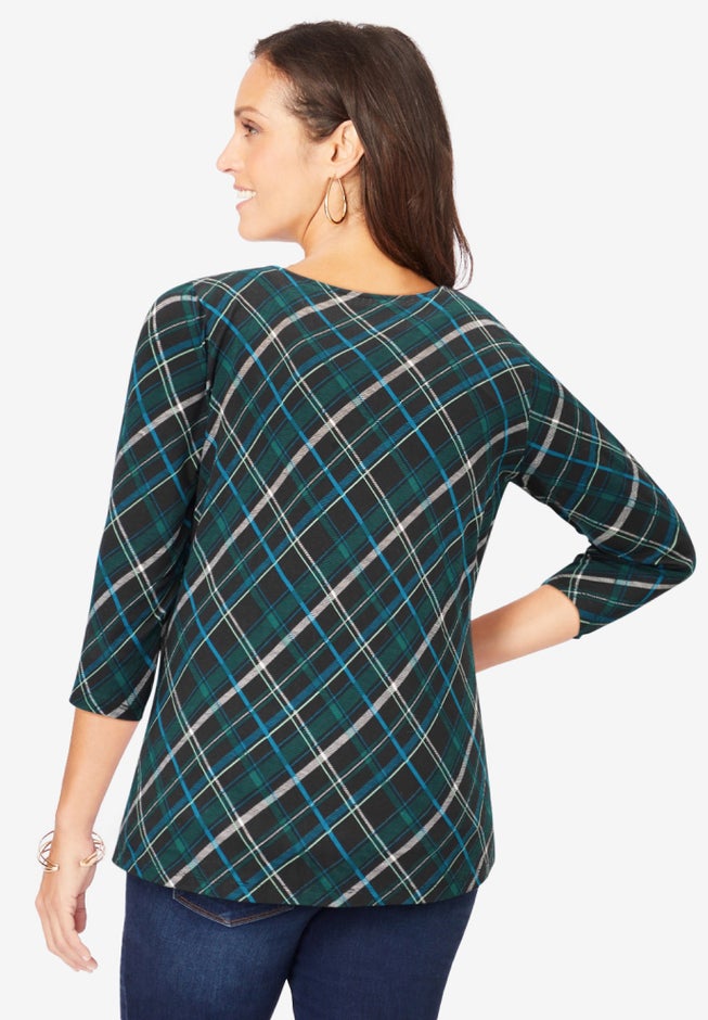 Stretch Cotton Scoop Neck Tee image number 1