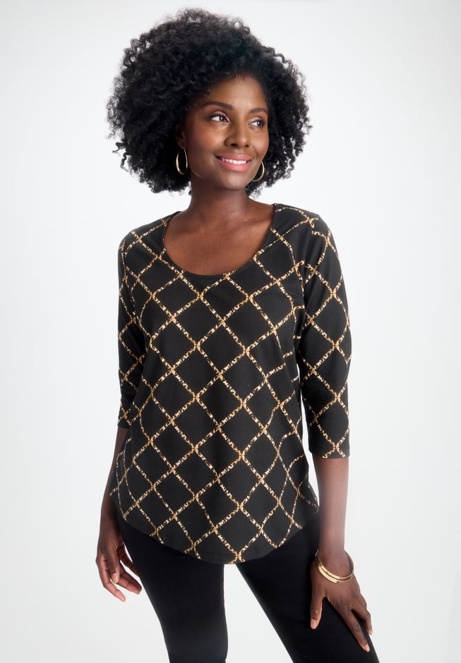 Stretch Cotton Scoop Neck Tee image number 0