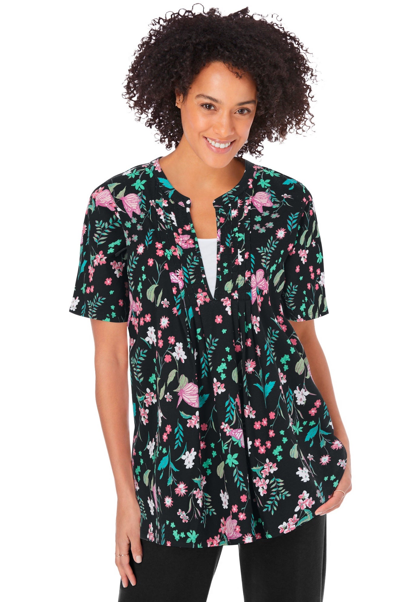 7-Day Layer-Look Elbow-Sleeve Tee image number 0