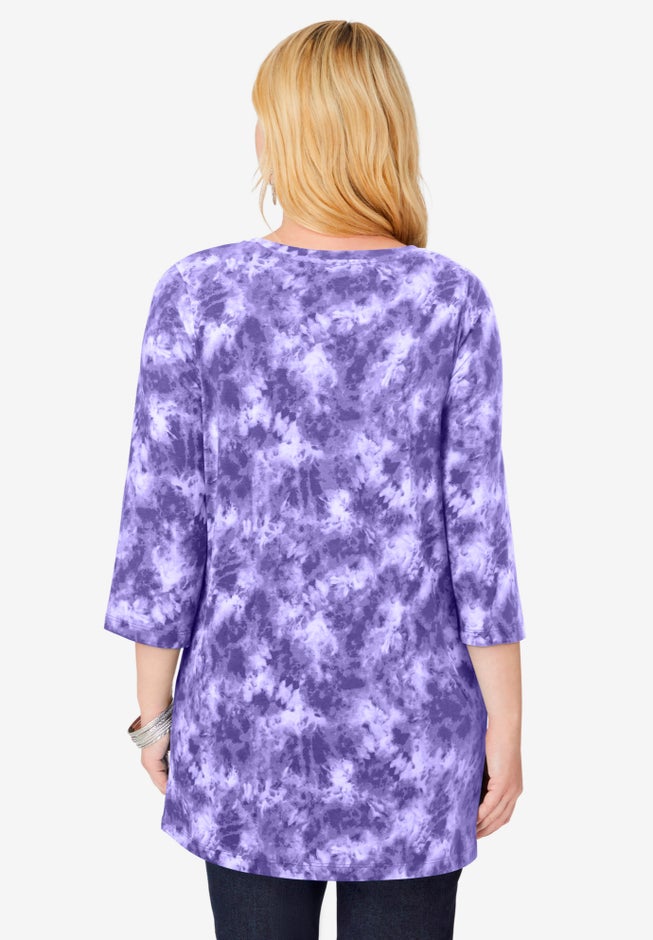 Perfect Printed Three-Quarter-Sleeve V-Neck Tunic image number 1