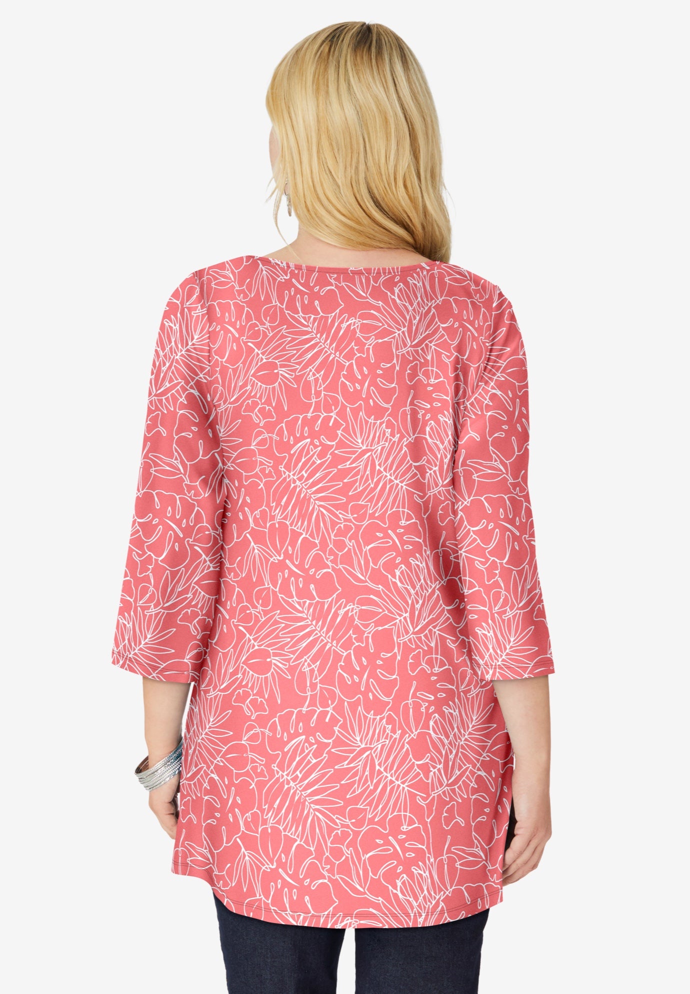 Perfect Printed Three-Quarter-Sleeve V-Neck Tunic image number 1