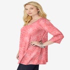 Perfect Printed Three-Quarter-Sleeve V-Neck Tunic image number null