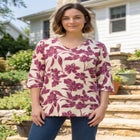 Perfect Printed Three-Quarter-Sleeve V-Neck Tunic image number null