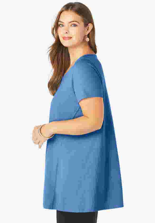 Plus Size Cotton Ultimate Scoopneck Swing Tunic image number 3