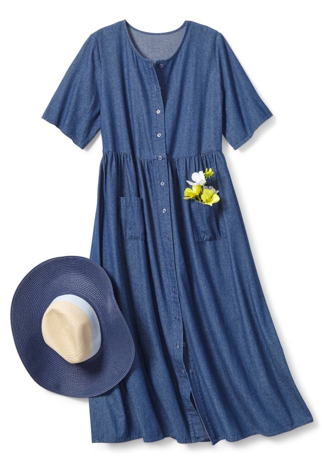 Short-Sleeve Denim Dress image number 3