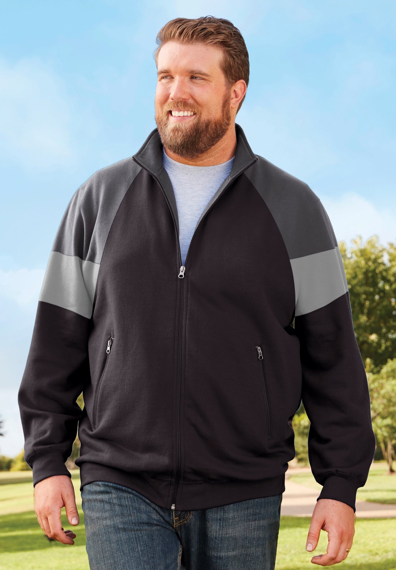 KS Sport&trade; Wicking Color Block Full Zip Track Jacket image number 0