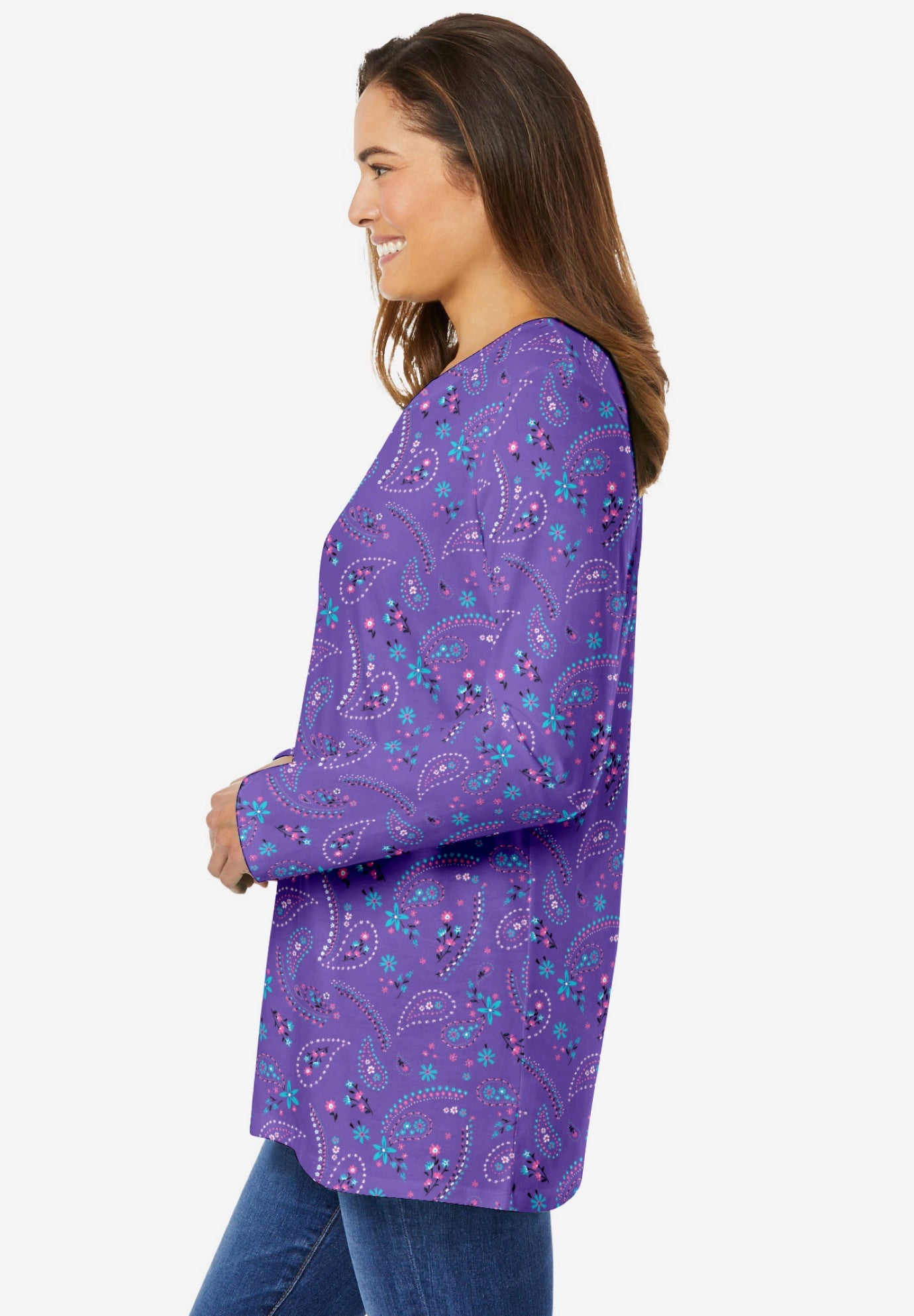 Perfect Printed Long-Sleeve Crewneck Tee image number 2