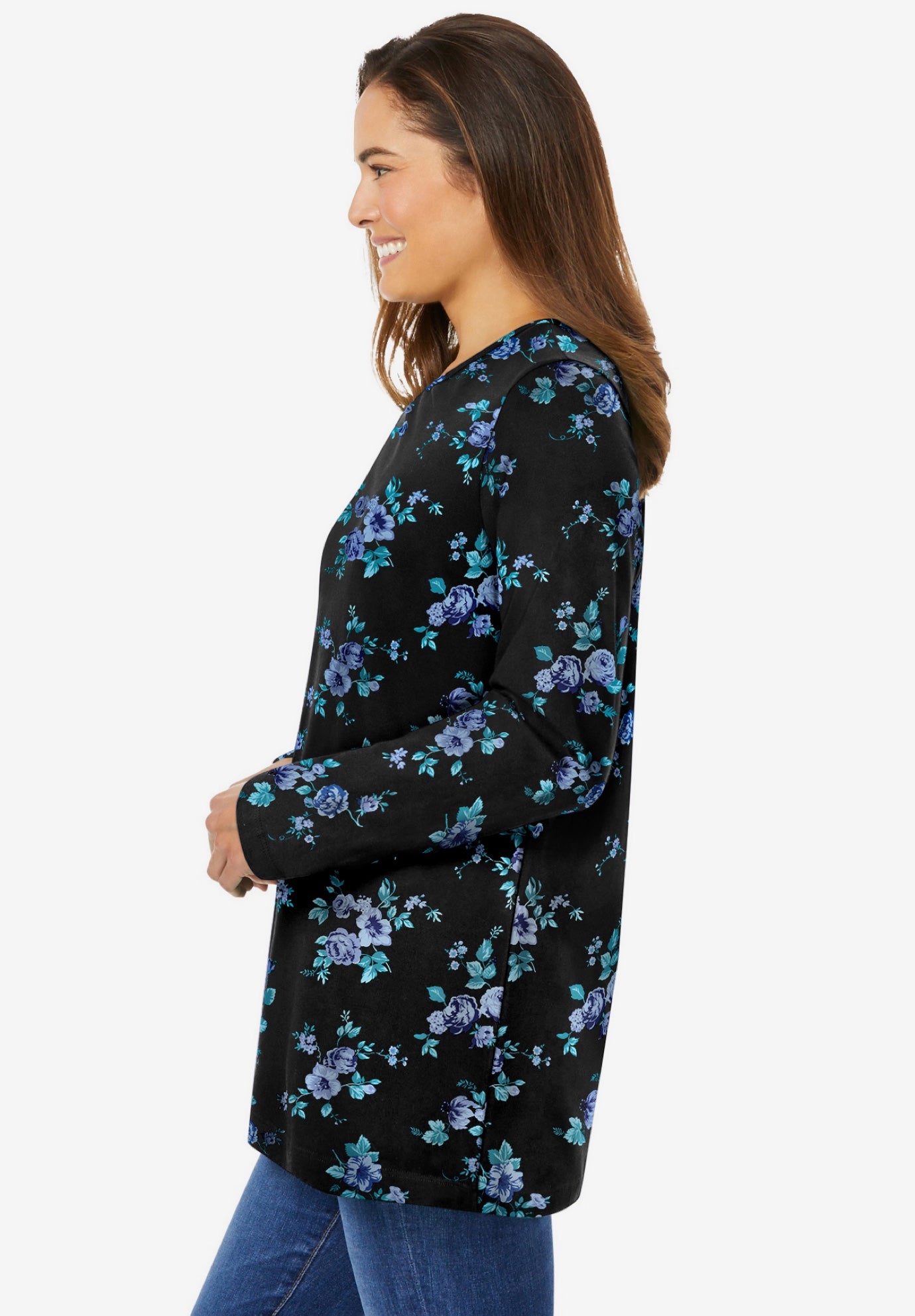 Perfect Printed Long-Sleeve Crewneck Tee image number 2