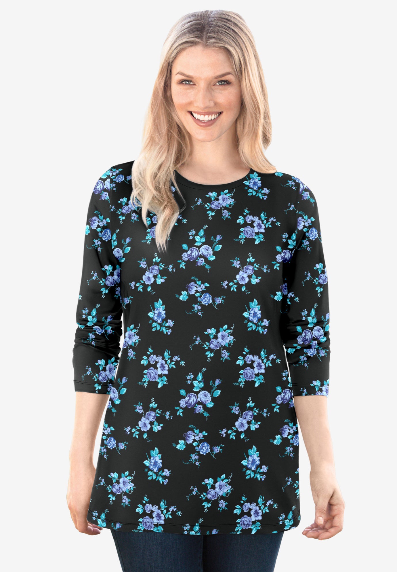 Perfect Printed Long-Sleeve Crewneck Tee image number 0