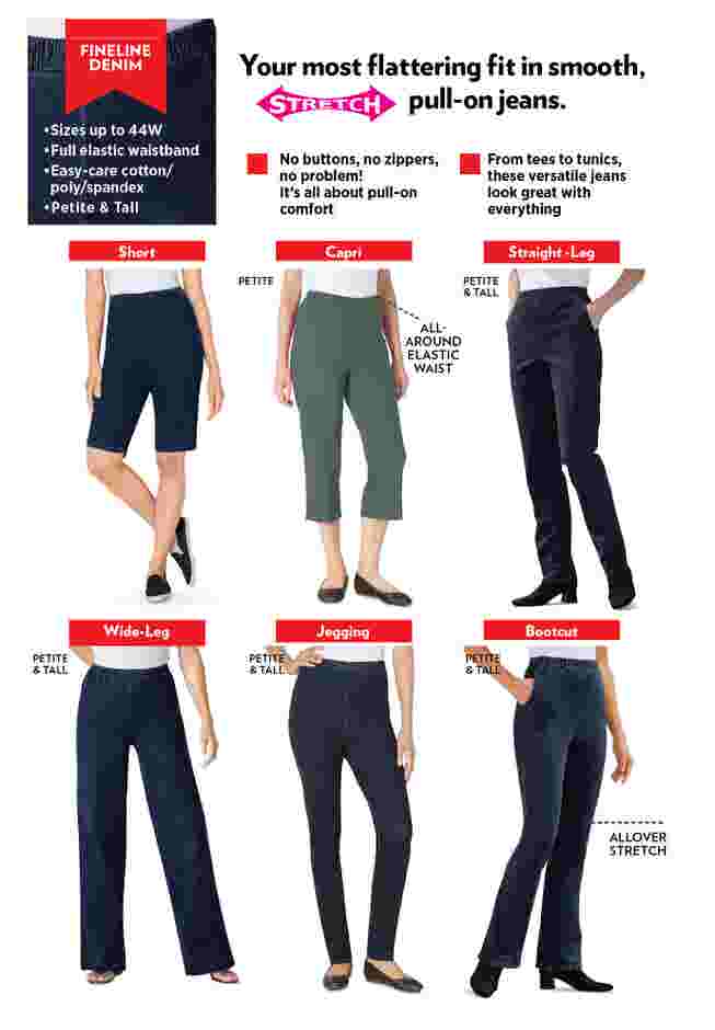Women’s Plus-Size Straight Leg Fineline Pull-On Stretch Denim Jeans image number 5