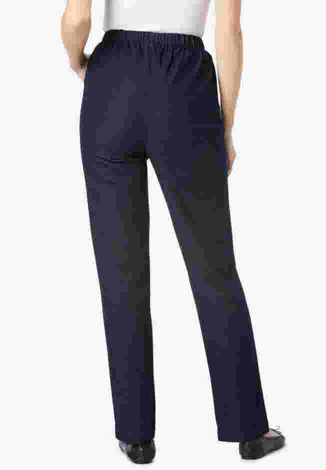 Women’s Plus-Size Straight Leg Fineline Pull-On Stretch Denim Jeans image number 1