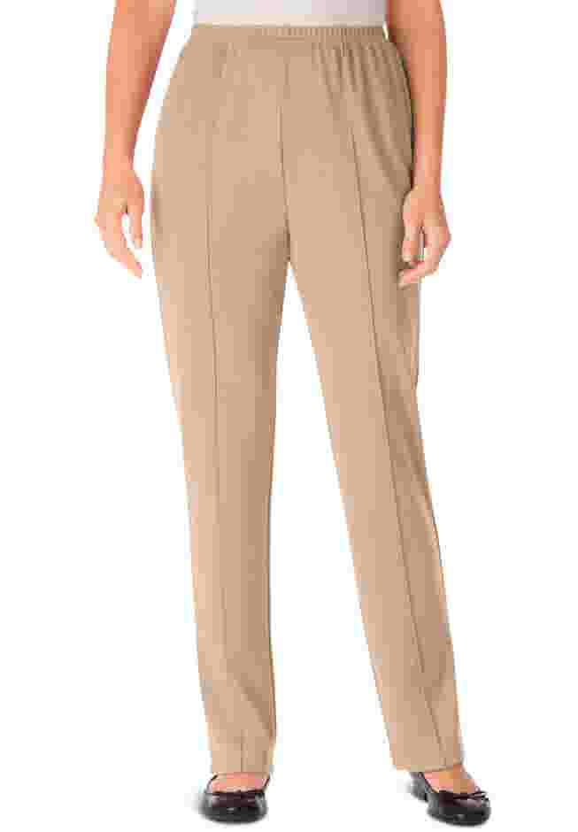 Women's Plus-Size Soft Knit Hassle-Free Pull-On Elastic-Waist Pants image number 4