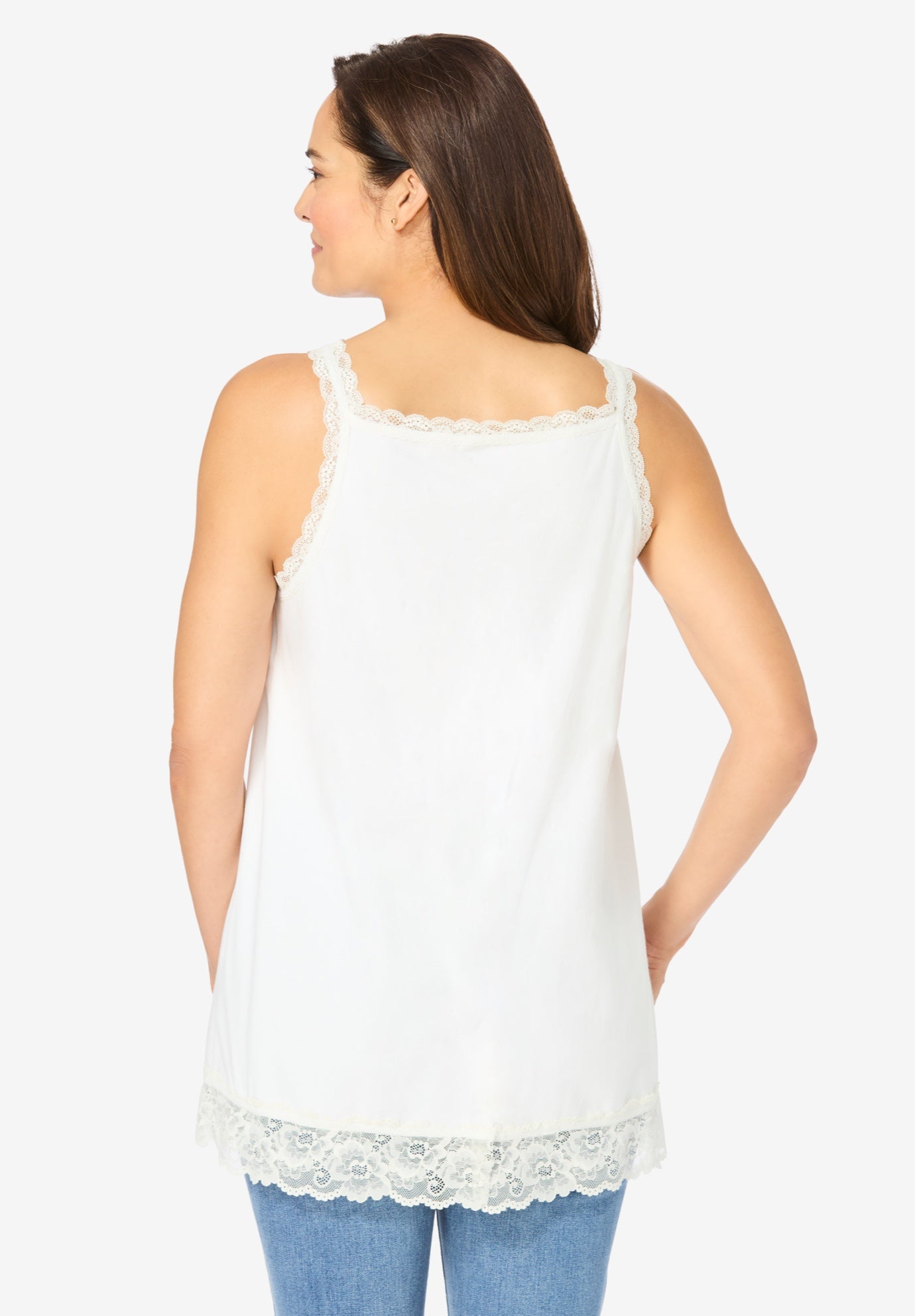Lace-Trim V-Neck Tank image number 1