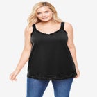 Lace-Trim V-Neck Tank image number 0