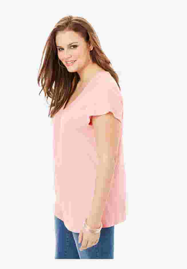 Plus Size Cotton Ultimate Flutter Sleeve Sweetheart Tee image number 2