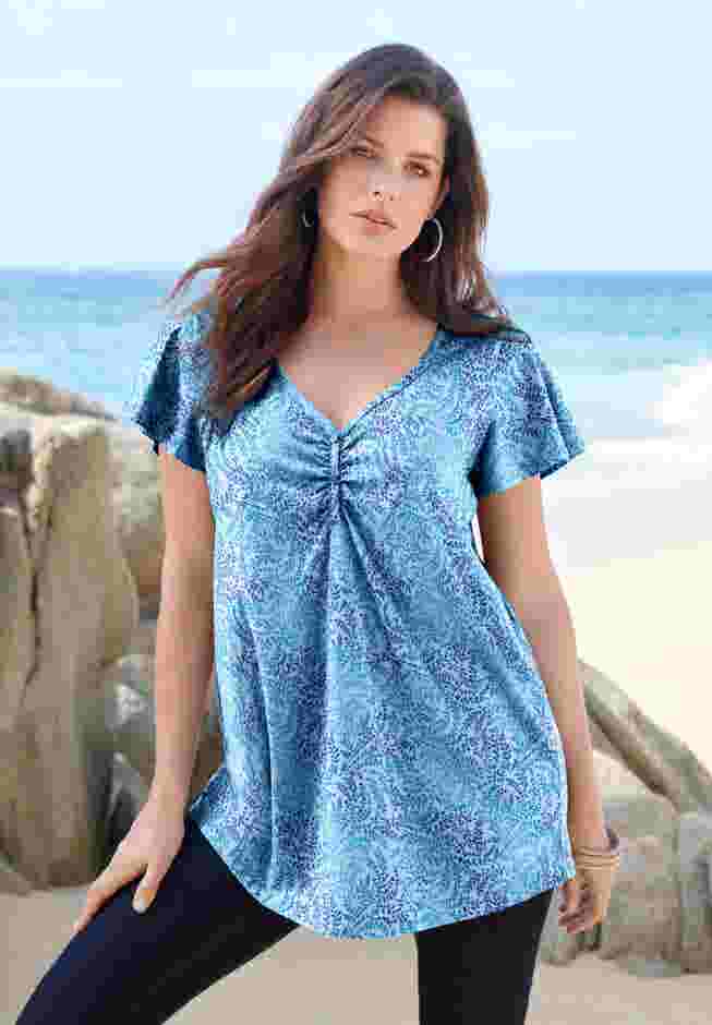 Plus Size Cotton Ultimate Flutter Sleeve Sweetheart Tee image number 4