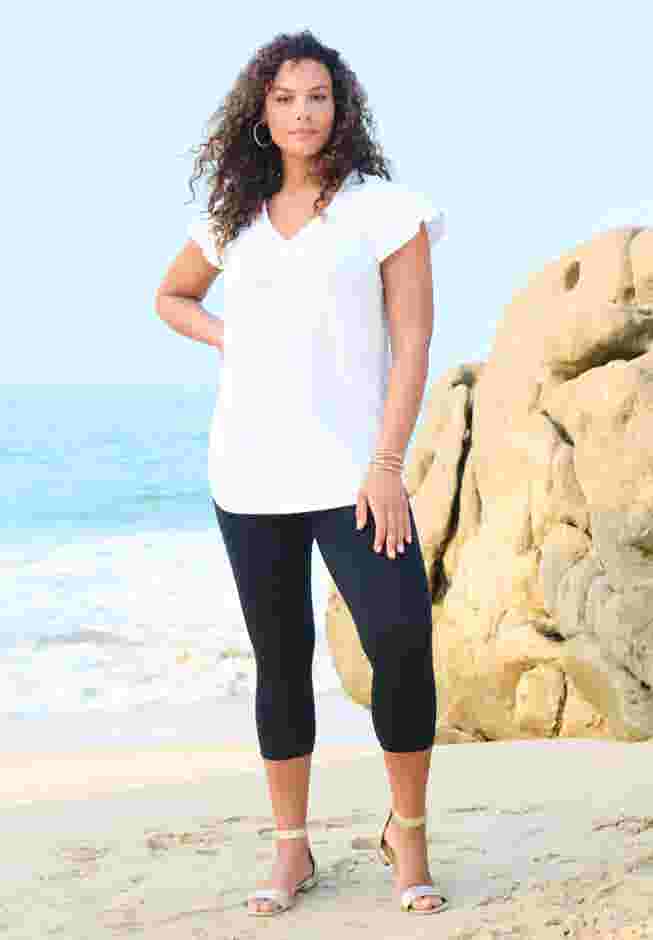 Plus Size Cotton Ultimate Flutter Sleeve Sweetheart Tee image number 5